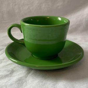 Fiestaware Green Cup/Saucer set coffee tea USA Homer Laughlin lead free Dinner
